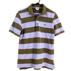 Men's Striped Lacoste Classic Polo - Size 3 Small
